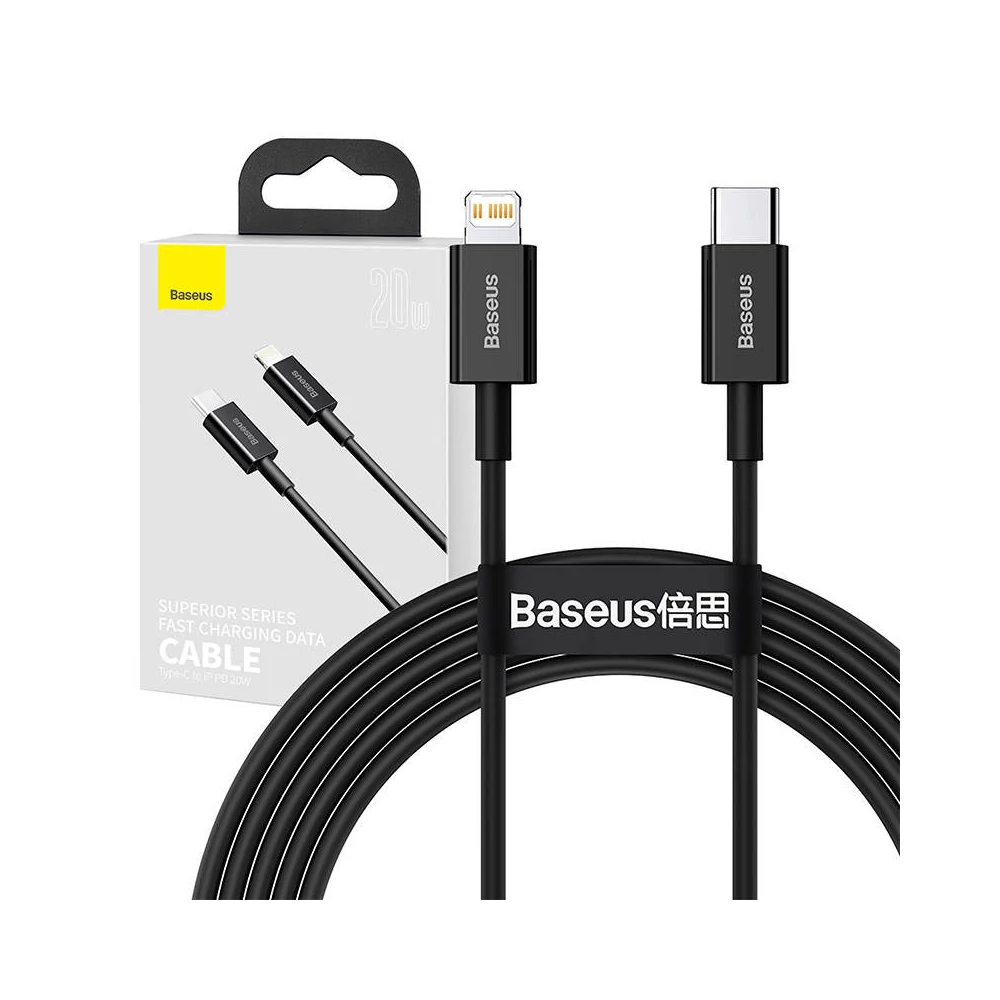 Baseus Superior Series USB-Lightning kábel, 20 W, PD, 2 m (fekete)