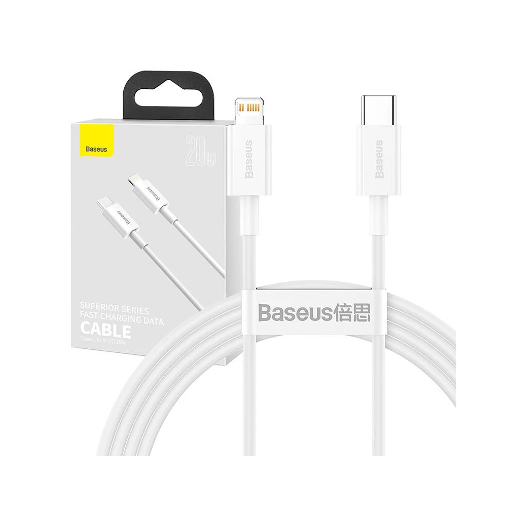 Baseus Superior Series USB-C-Lightning kábel, 20 W, PD, 1,5 m (fehér)