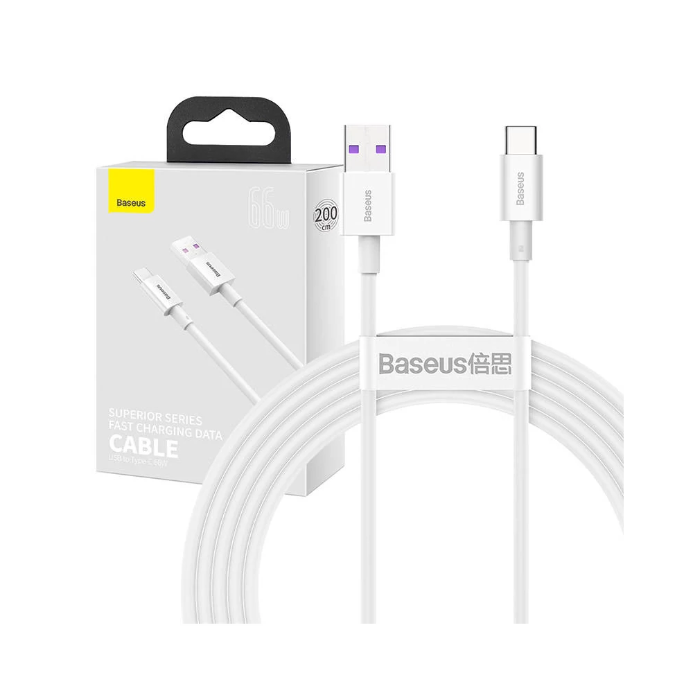 Baseus Superior Series USB-USB-C kábel, 66 W, 2 m (fehér)