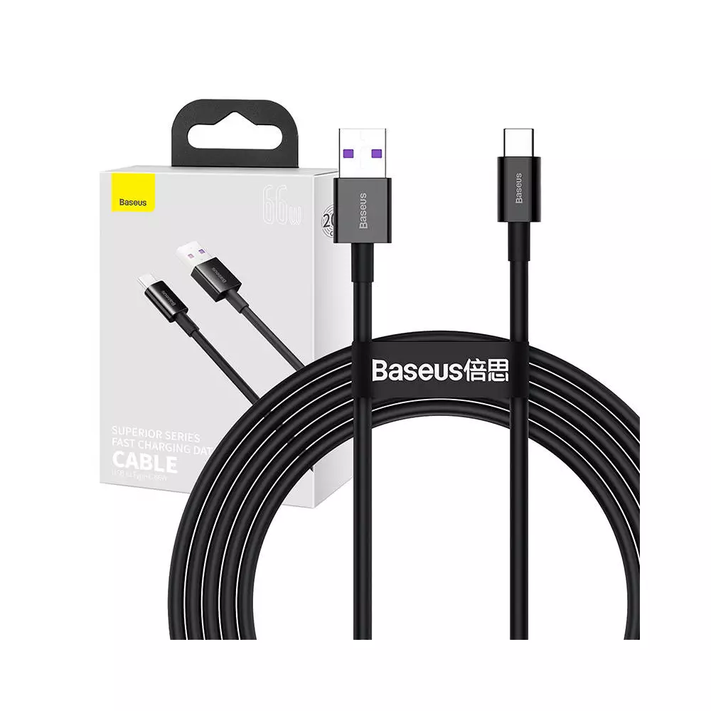 Baseus Superior Series USB-USB-C kábel, 66 W, 2 m (fekete)
