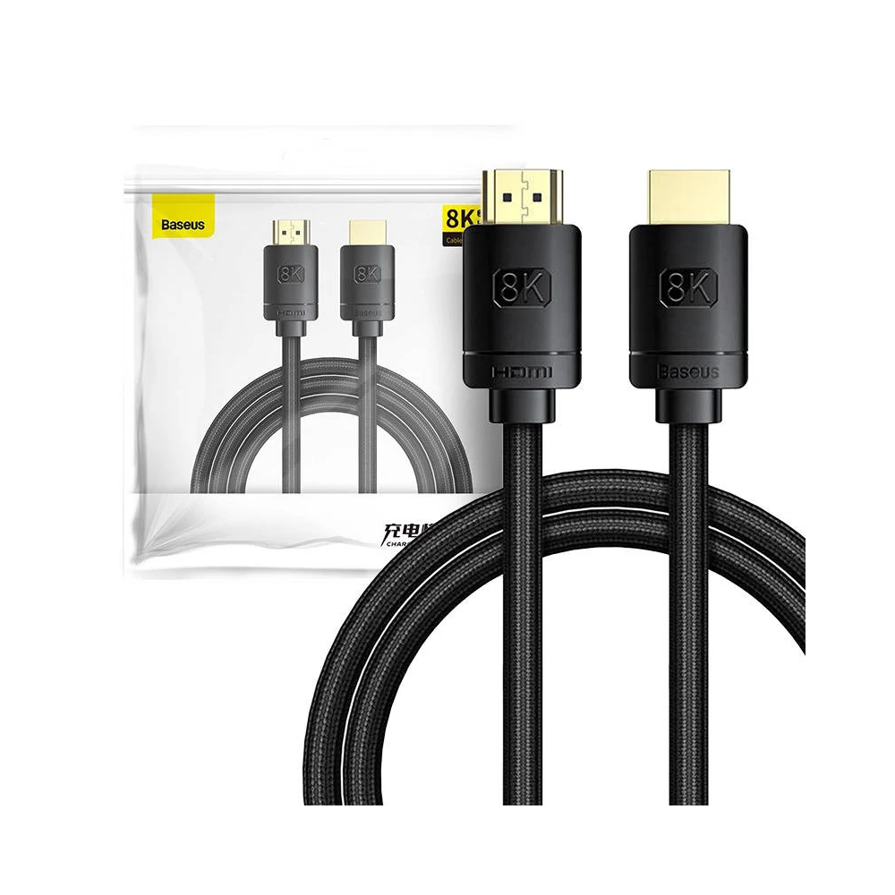 Baseus High Definition Series HDMI 2.1 kábel, 8K 60Hz, 3D, HDR, 48Gbps, 2m (fekete)