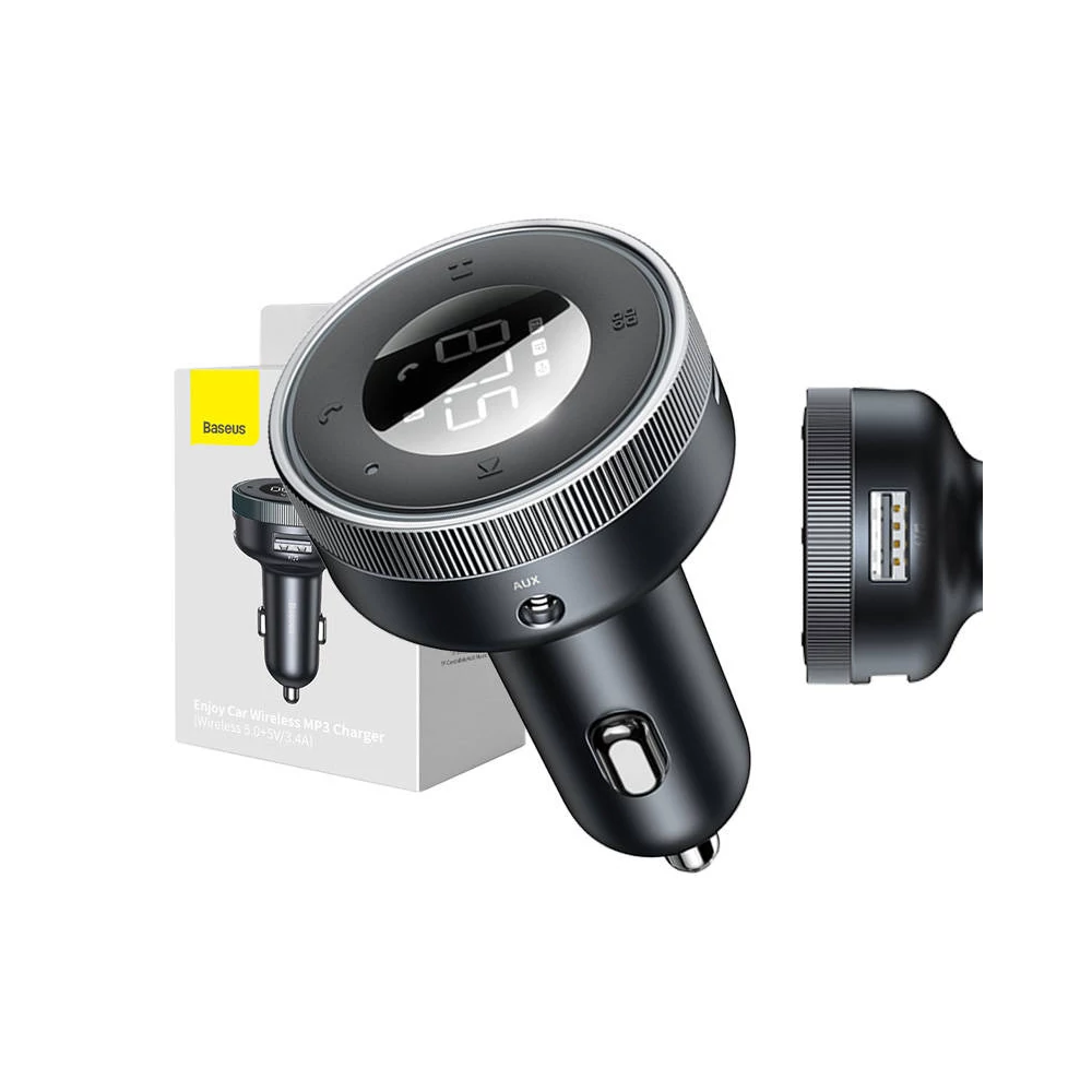 Baseus Enjoy autós FM transzmitter, Bluetooth 5.0, micro SD, AUX (fekete)