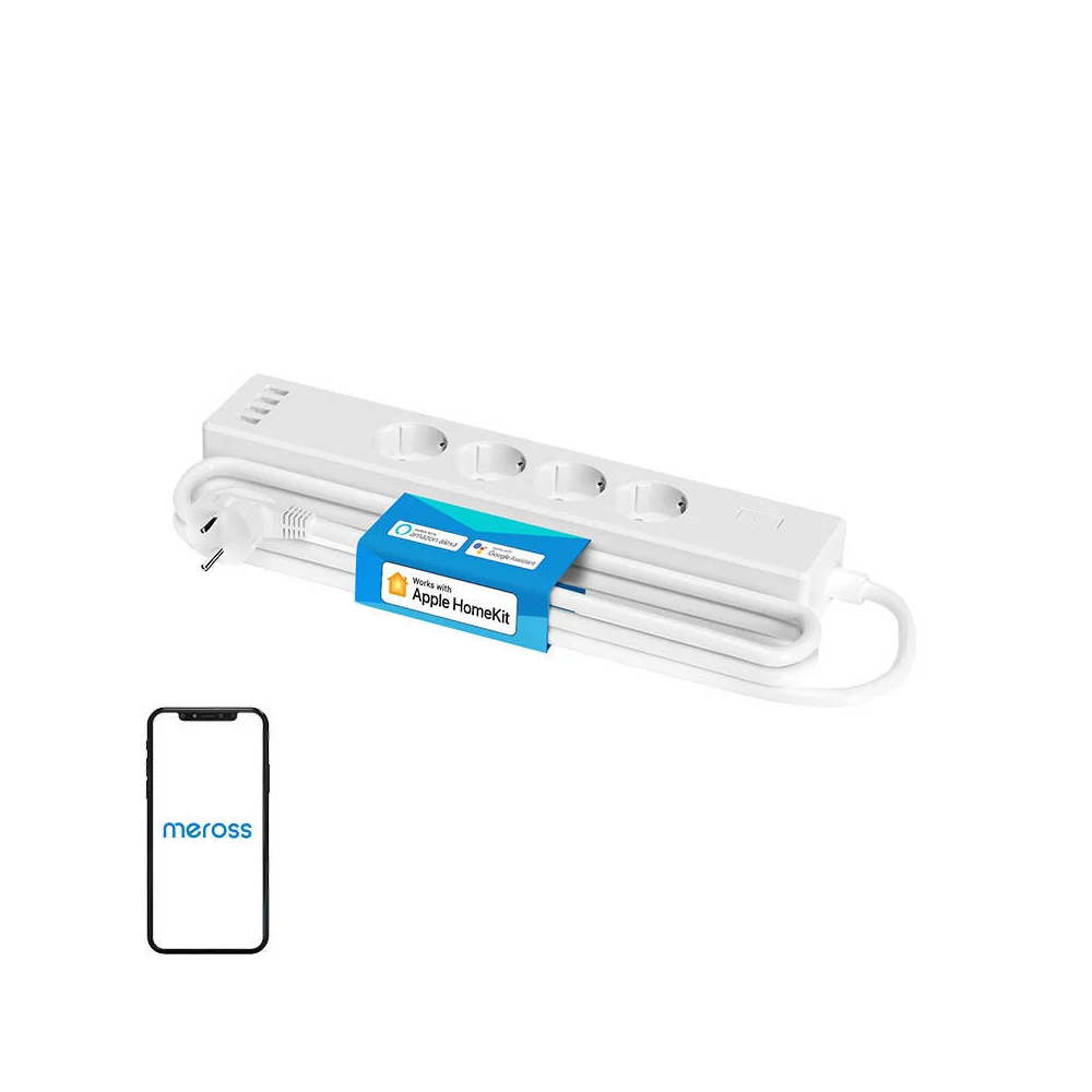 Meross MSS425FHK Smart WiFi (EU) elosztó, 4 aljzat + 4x USB (HomeKit)