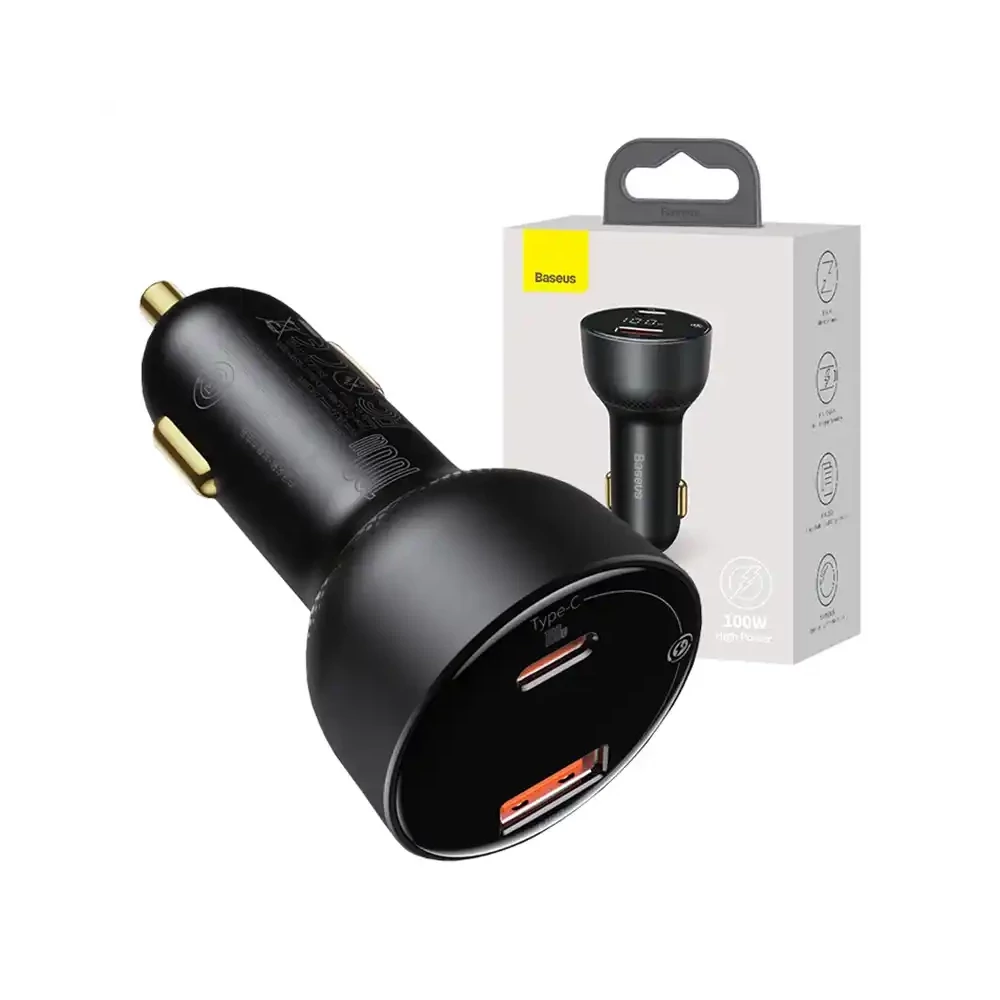 Baseus Superme autós töltő, USB, USB-C, 100 W (fekete)