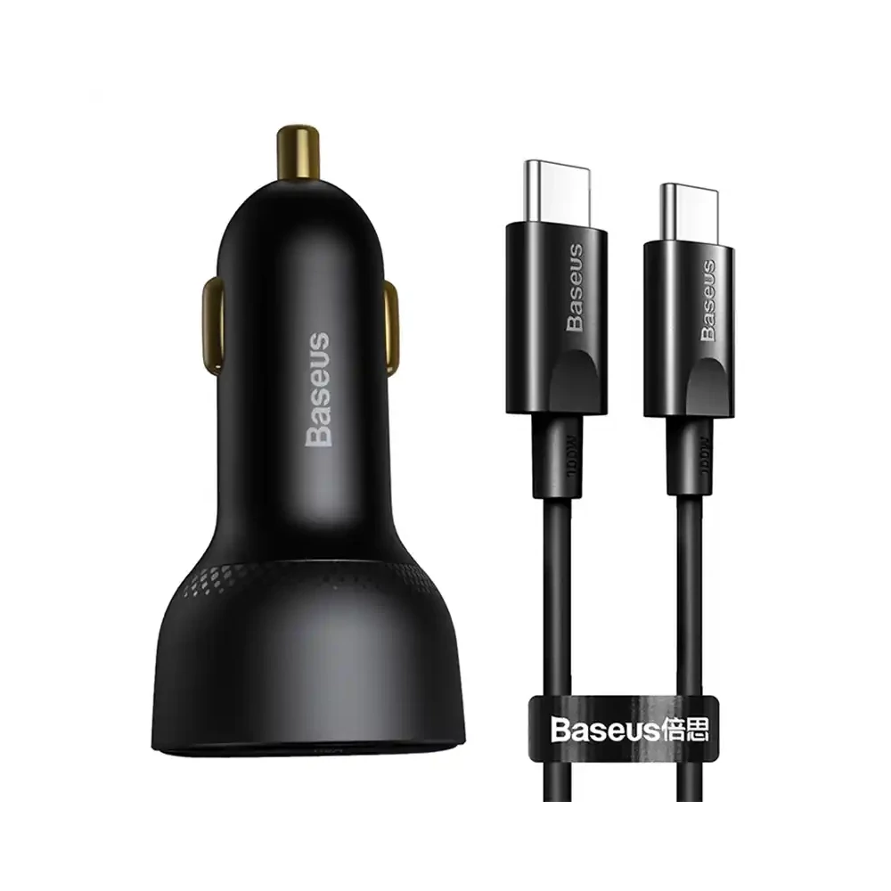 Baseus Superme USB autós töltő, USB-C, 100W + USB-C kábel (fekete)