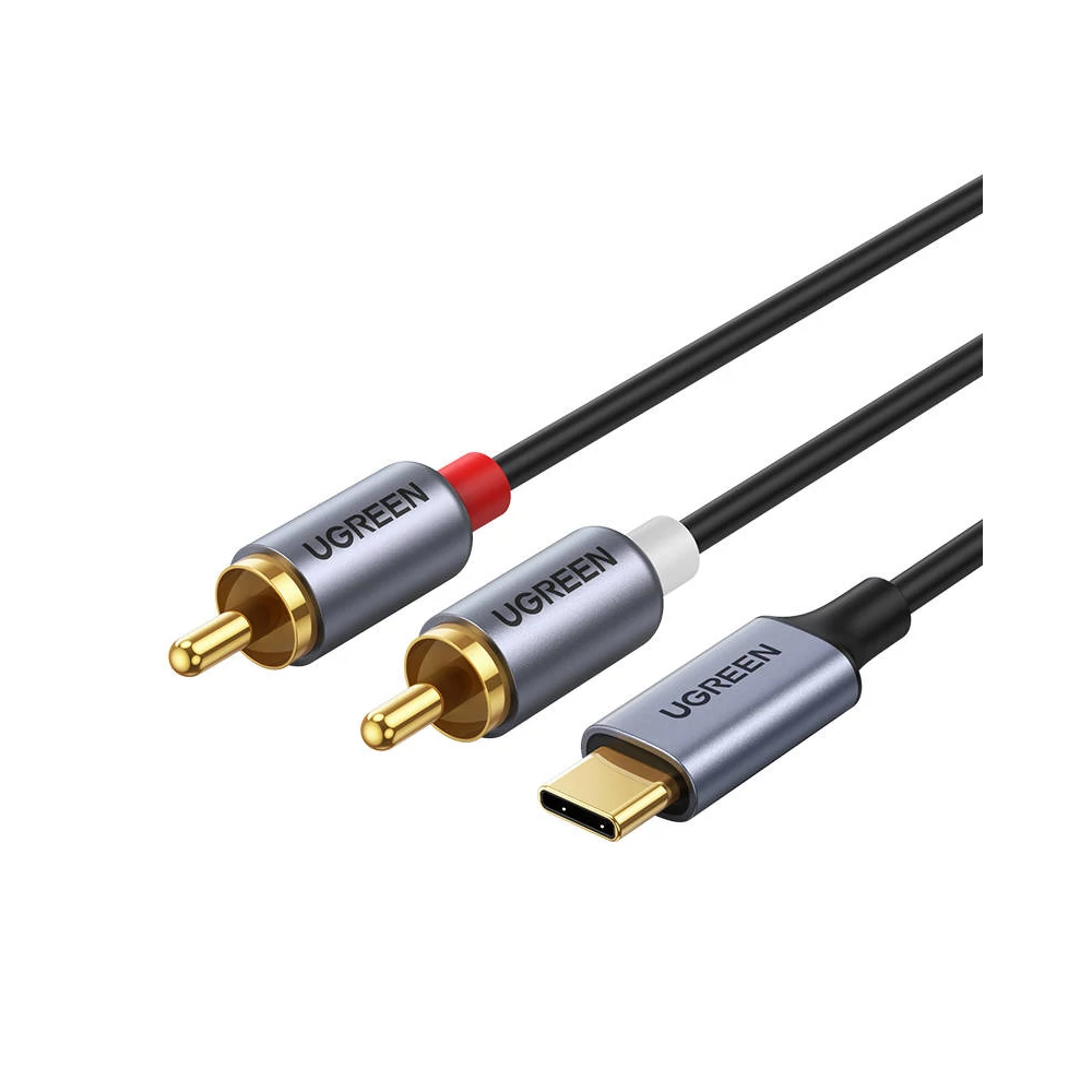 UGREEN CM451 USB-C és 2x RCA (Cinch) kábel, 1,5m (fekete)
