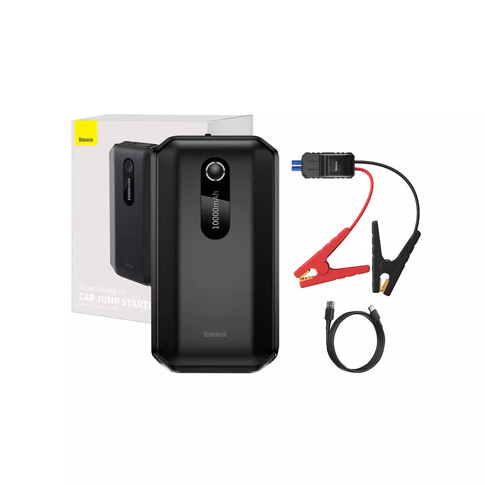 Baseus Super Energy Autó Jump Starter Powerbank / Indító, 10000mAh, 1000A, USB (fekete)