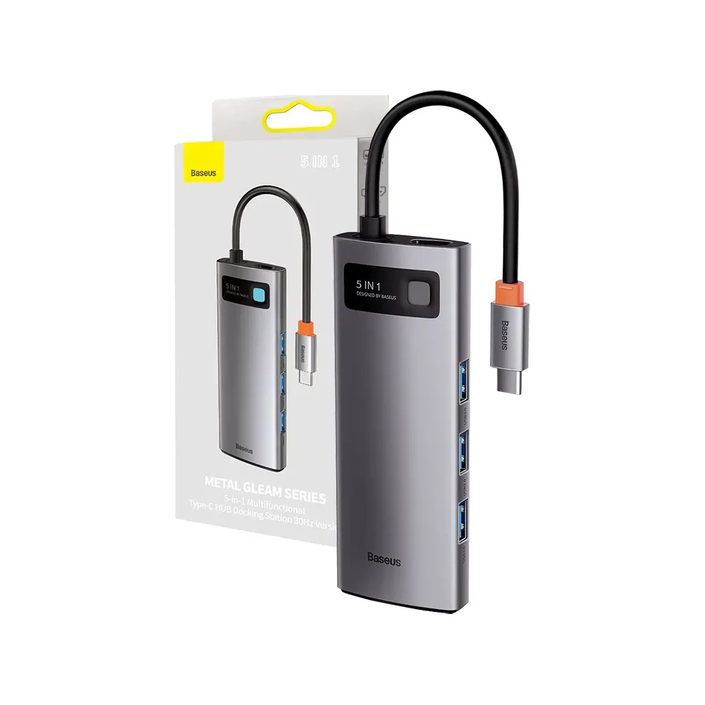 Baseus 5 az 1-ben hub USB-C - 3x USB 3.0 + HDMI + USB-C, PD