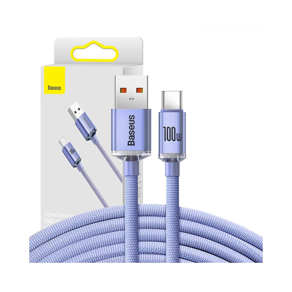 Baseus Crystal Shine USB USB-C kábel, 100W, 2m (lila)