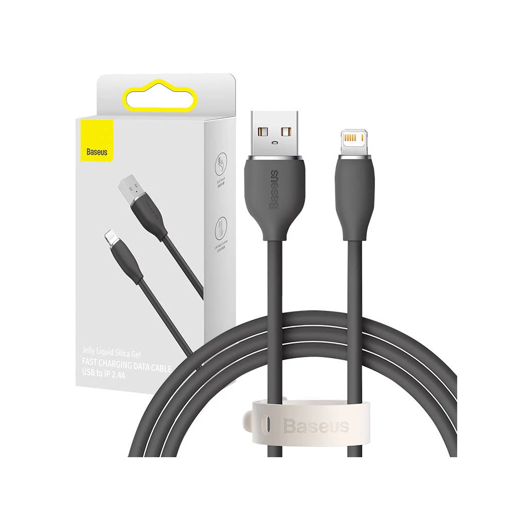 Baseus Jelly USB-Lightning kábel, 2,4A, 1,2m (fekete)