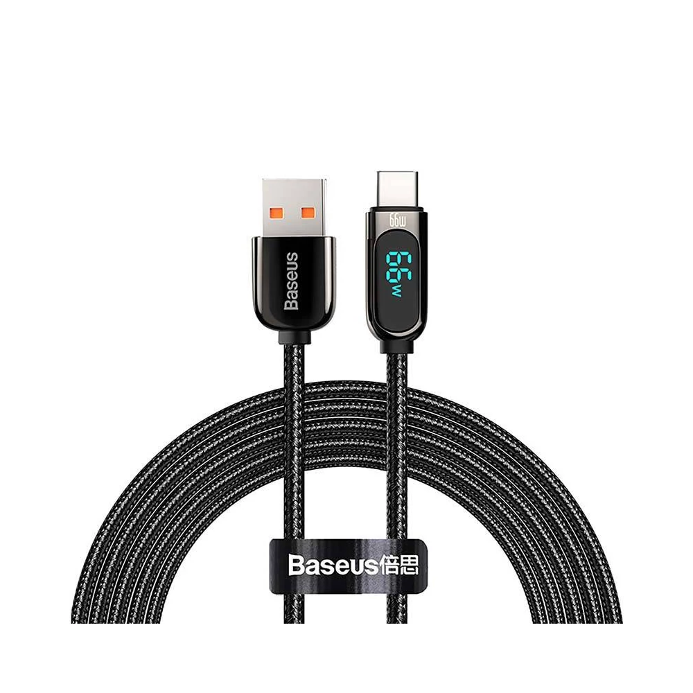 Baseus Display USB-USB-C kábel kijelzővel, 66W, 2m (fekete)