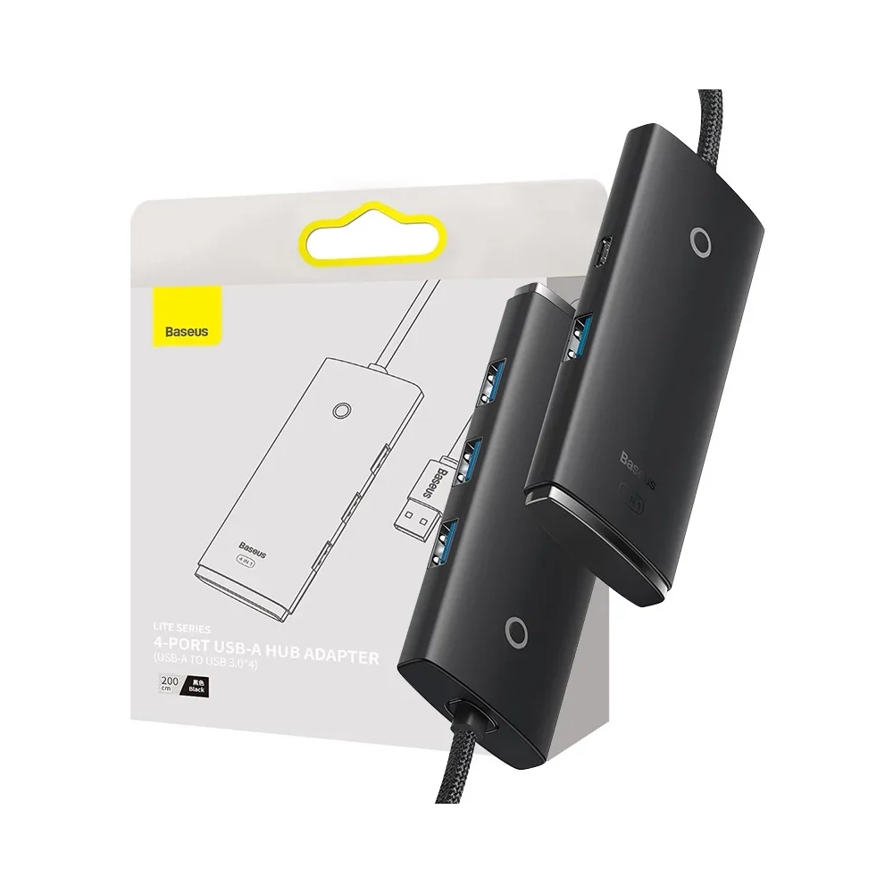 Baseus Lite Series 4 az 1-ben hub, USB - 4x USB 3.0, 2m (fekete)