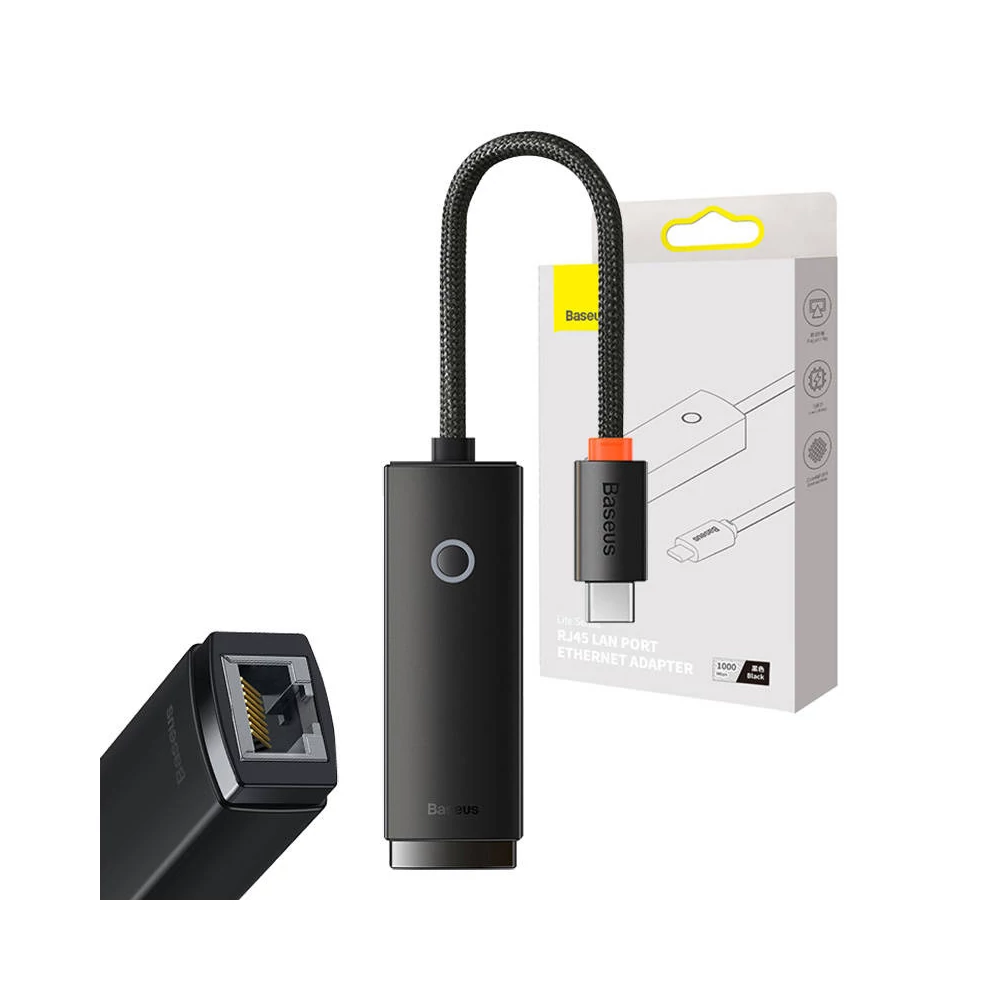 Baseus Lite sorozat USB-C - RJ45 hálózati adapter (fekete)