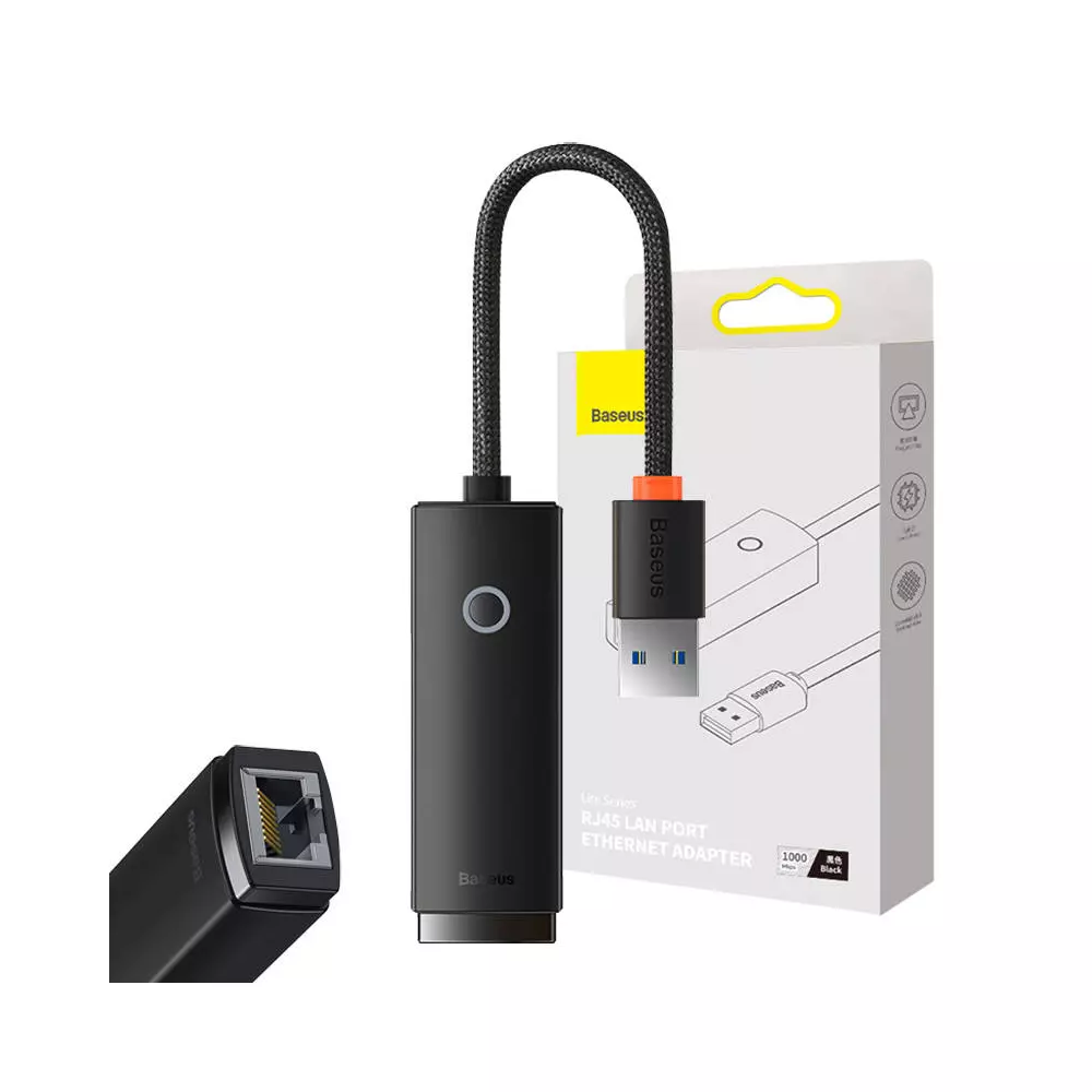Baseus Lite sorozat USB-RJ45 hálózati adapter (fekete)