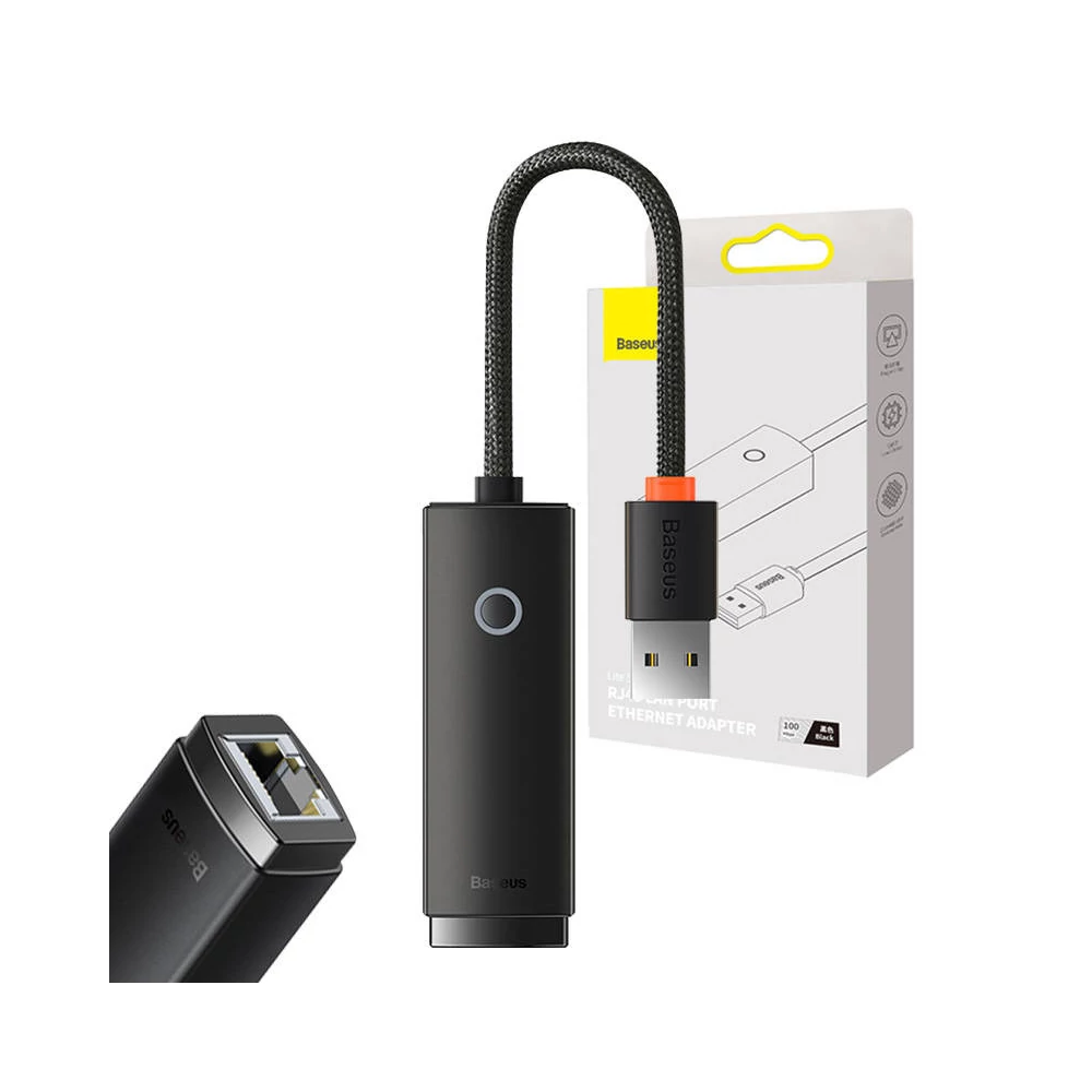 Baseus Lite sorozat USB - RJ45 hálózati adapter, 100Mbps (fekete)