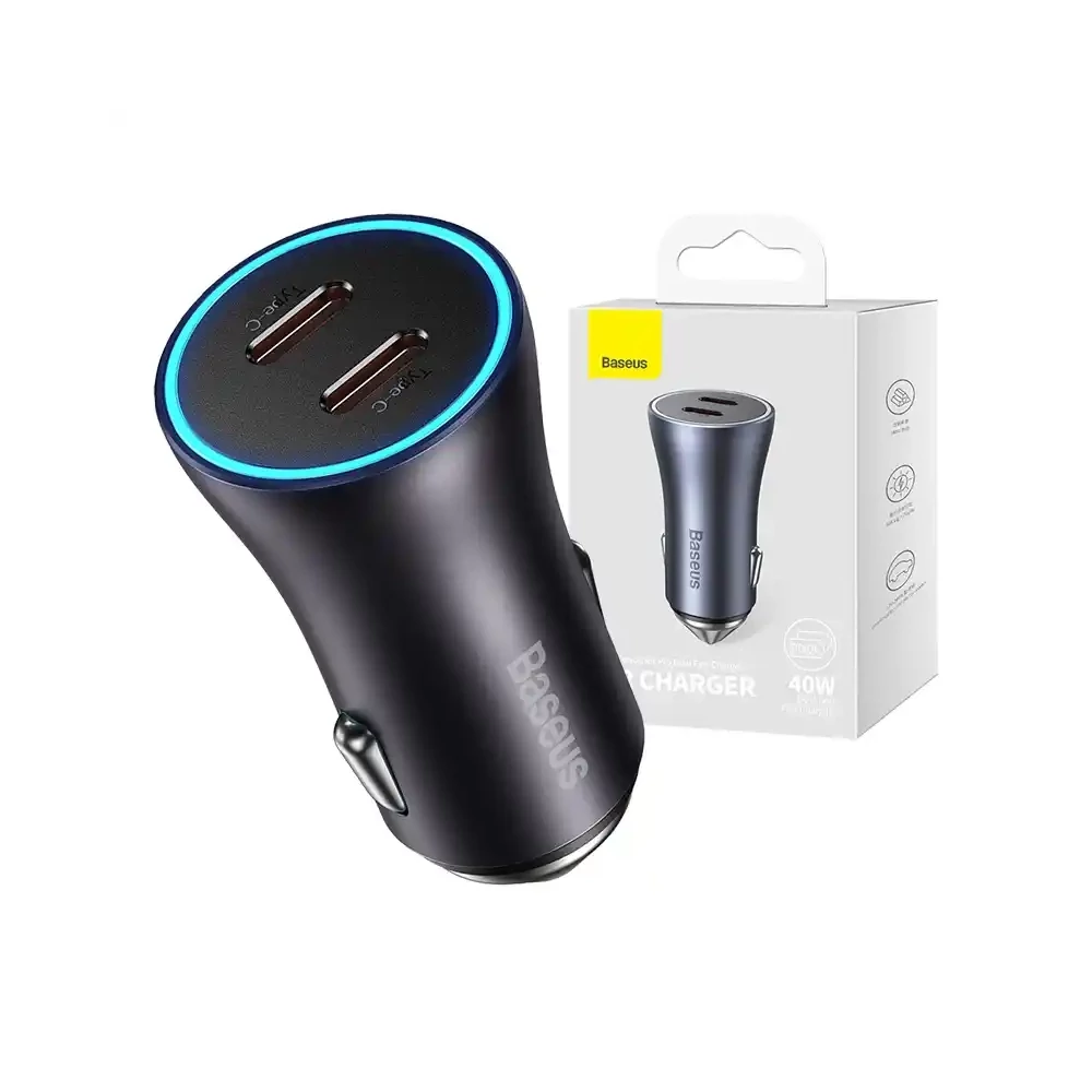 Baseus Golden Contactor Pro autós töltő, 2x USB-C, 40W (szürke)