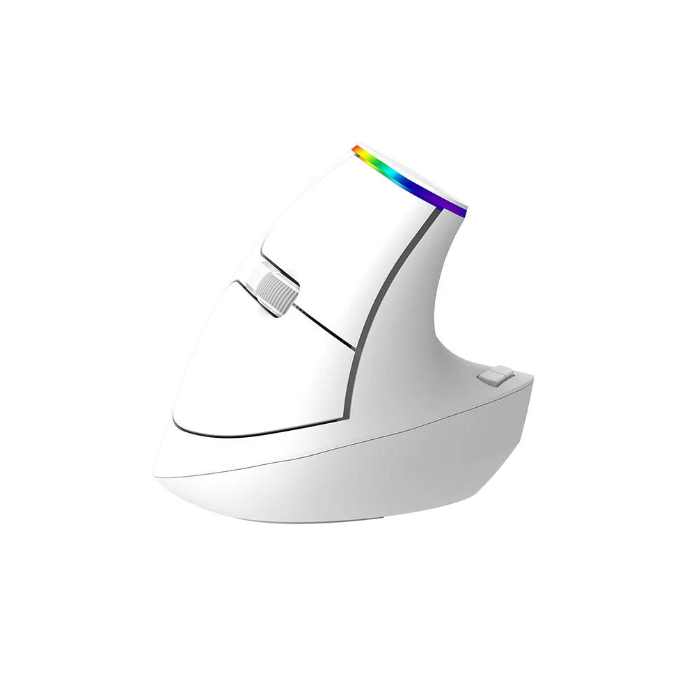 Vezeték nélküli függőleges egér Delux M618C 2.4G 1600DPI RGB (fehér)