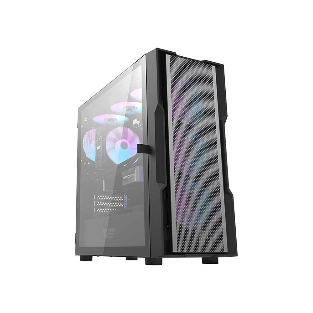 Darkflash DK431 Mesh számítógépház + 4 ARGB ventilátor (fekete)