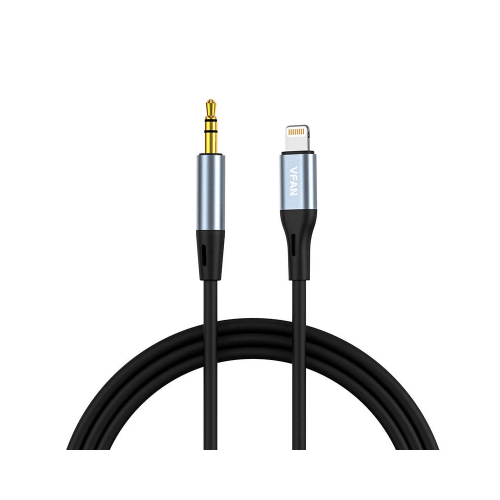 VFAN L05 Lightning 3.5mm-es mini jack 3.5mm-es AUX kábel, 1m (szürke)
