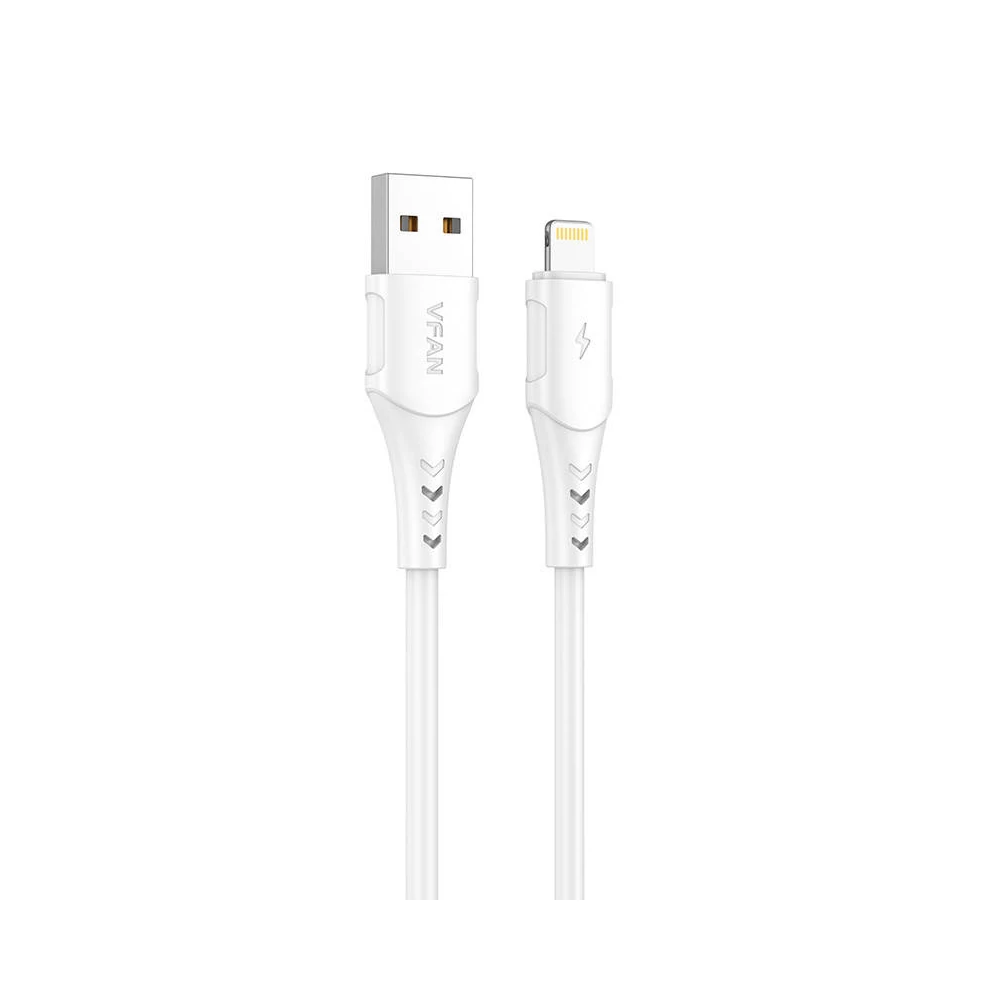 USB és Lightning kábel VFAN Colorful X12, 3A, 1m (fehér)