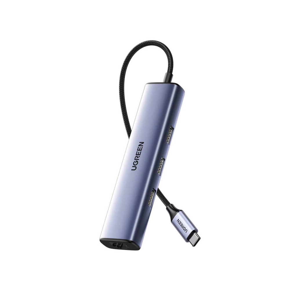 UGREEN CM475 USB-C 3x USB 3.0 adapter, RJ45, USB-C PD (szürke)