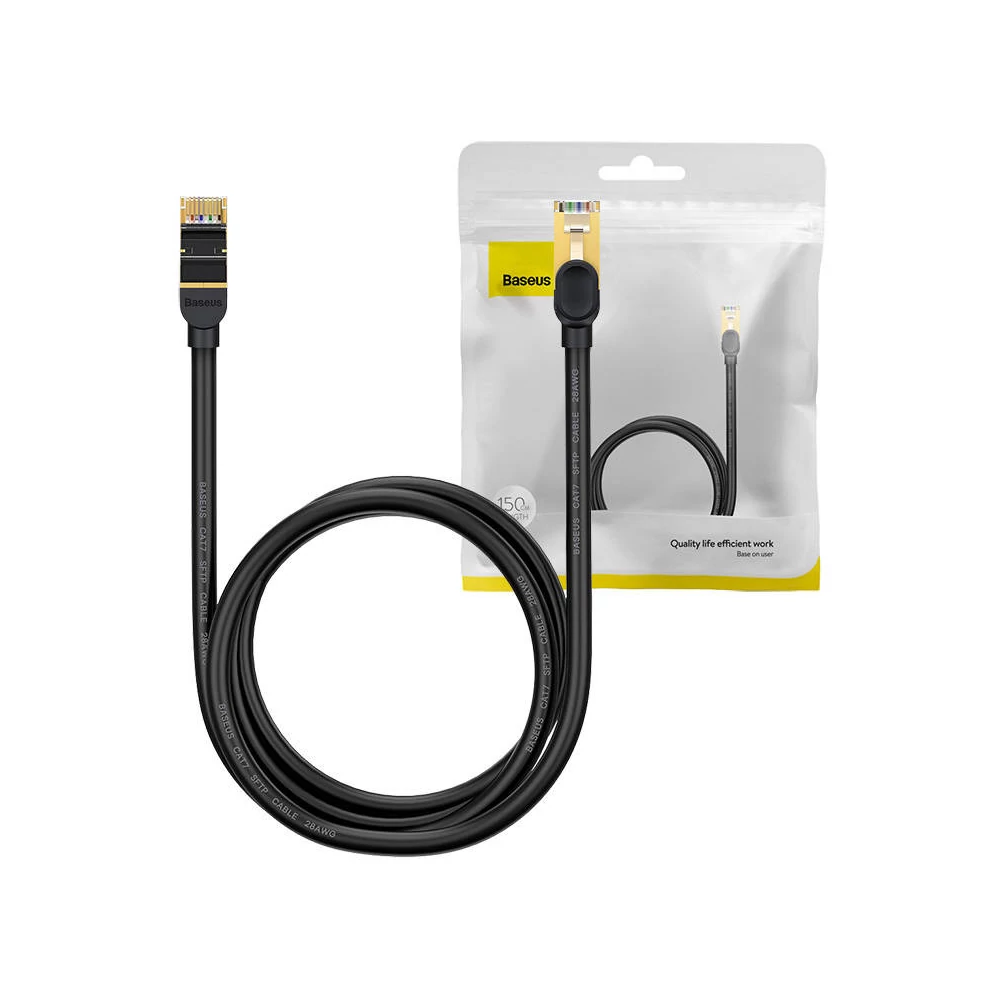 Baseus Ethernet RJ45 hálózati kábel, 10Gbps, 1,5m (fekete)