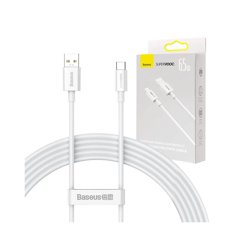 Baseus Superior Series USB-USB-C kábel, 65 W, PD, 2m (fehér)