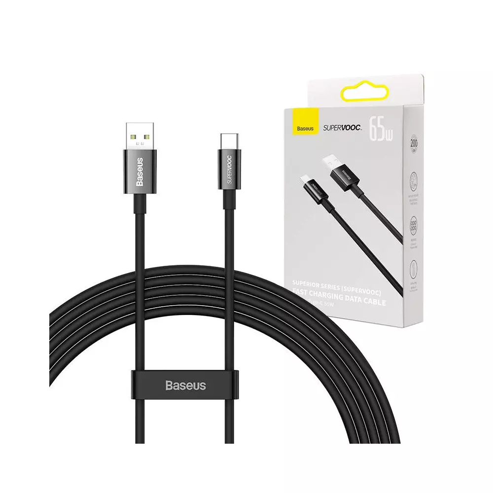 Baseus Superior Series USB-USB-C kábel, 65 W, PD, 2m (fekete)