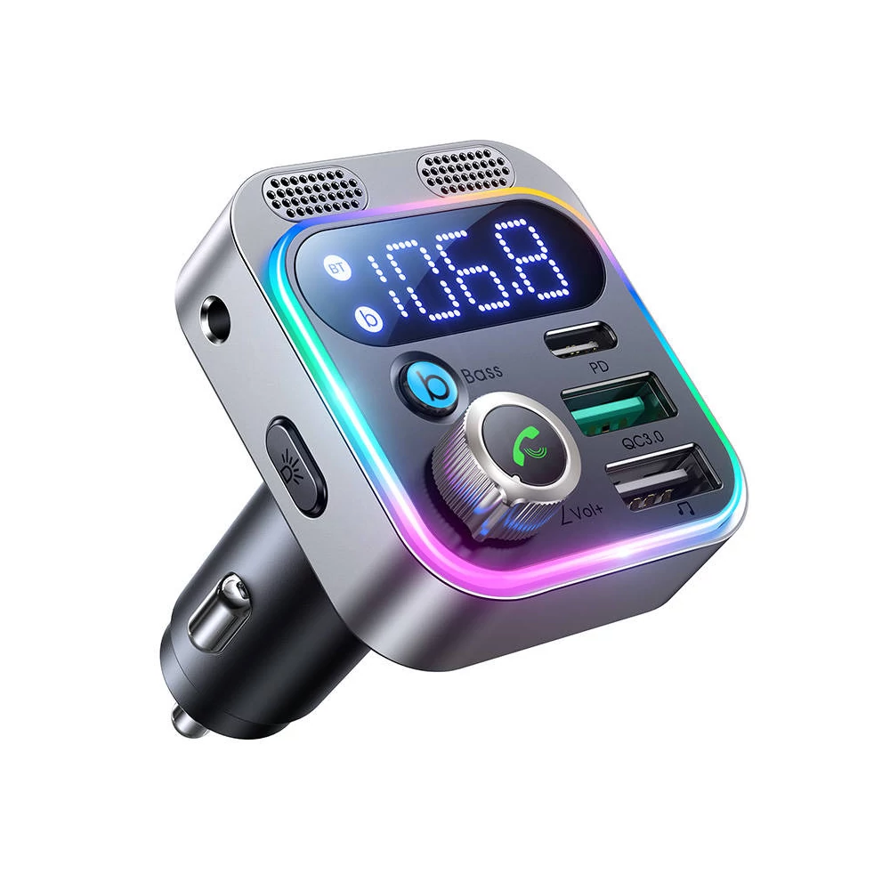 FM transmitter for Joyroom JR-CL16, USB + USB-C, 48W (black)