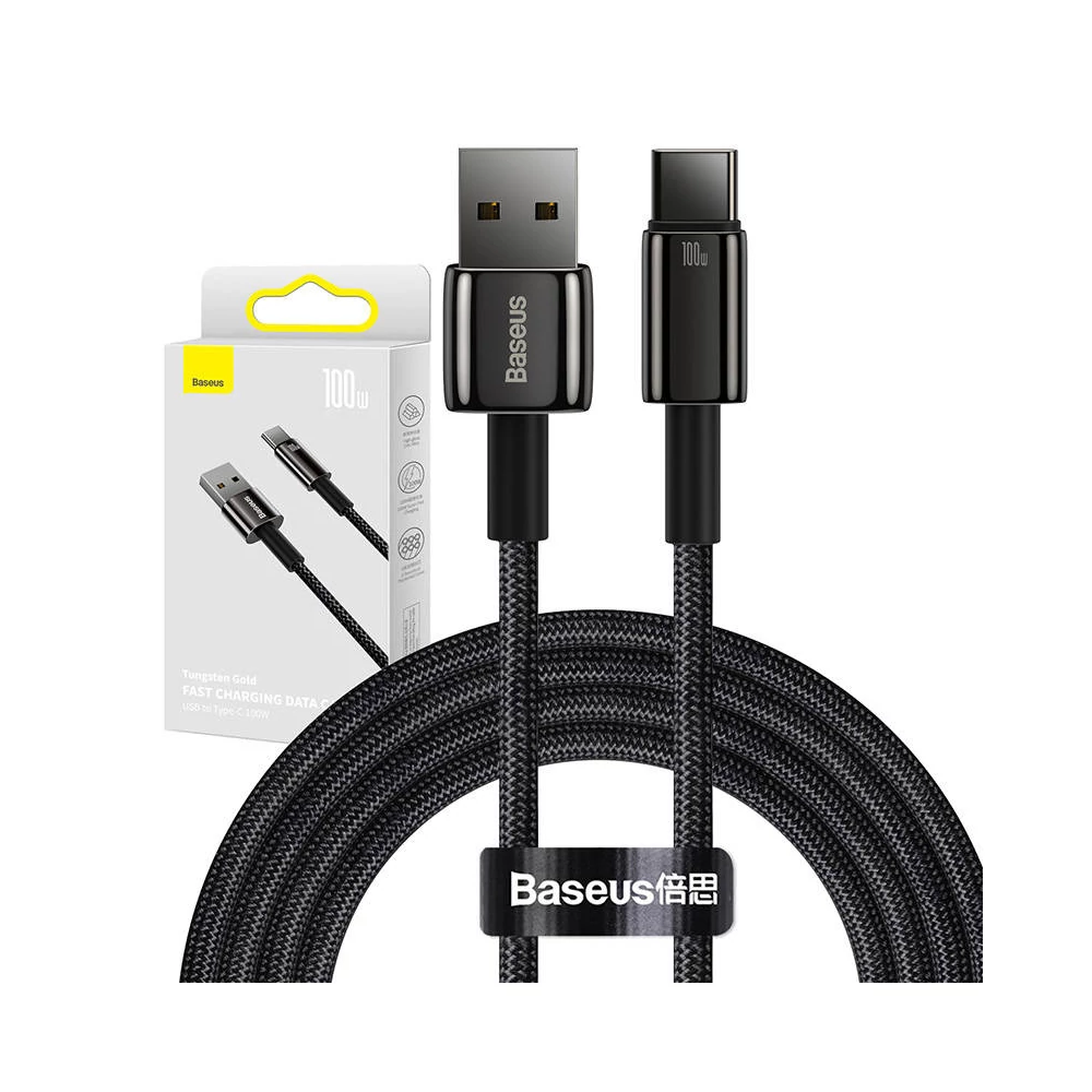 Baseus Tungsten Gold USB - USB-C Kábel, 100W, 2m (fekete)