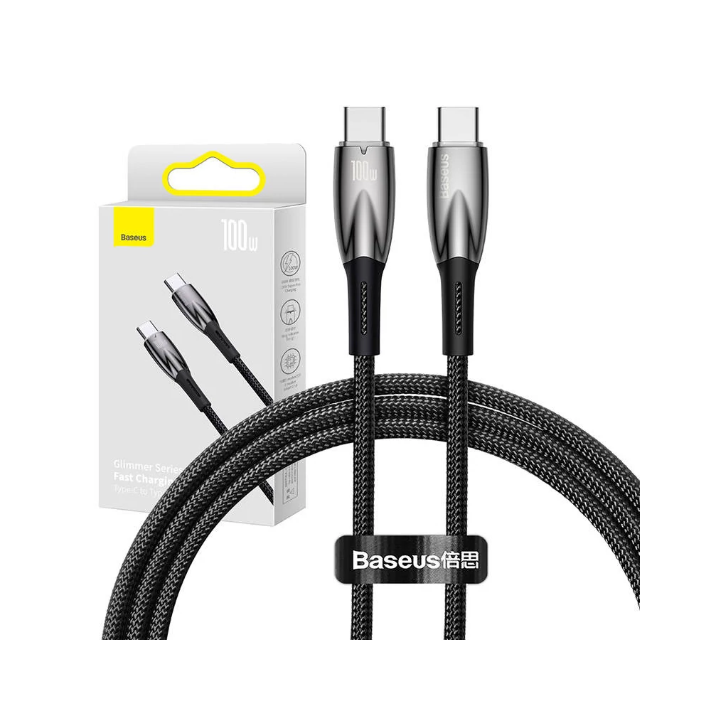 Baseus Glimmer USB-C - USB-C kábel, 100W, 1m (fekete)