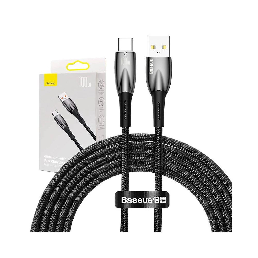 Baseus Glimmer USB-A - USB-C töltőkábel, 100W, 2m (fekete)