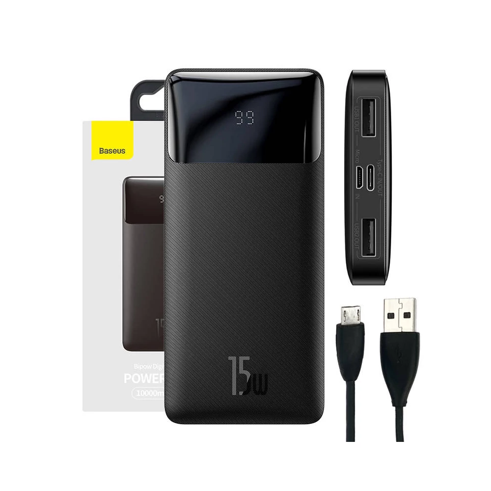 Baseus Bipow Powerbank 10000mAh, 15W (fekete)