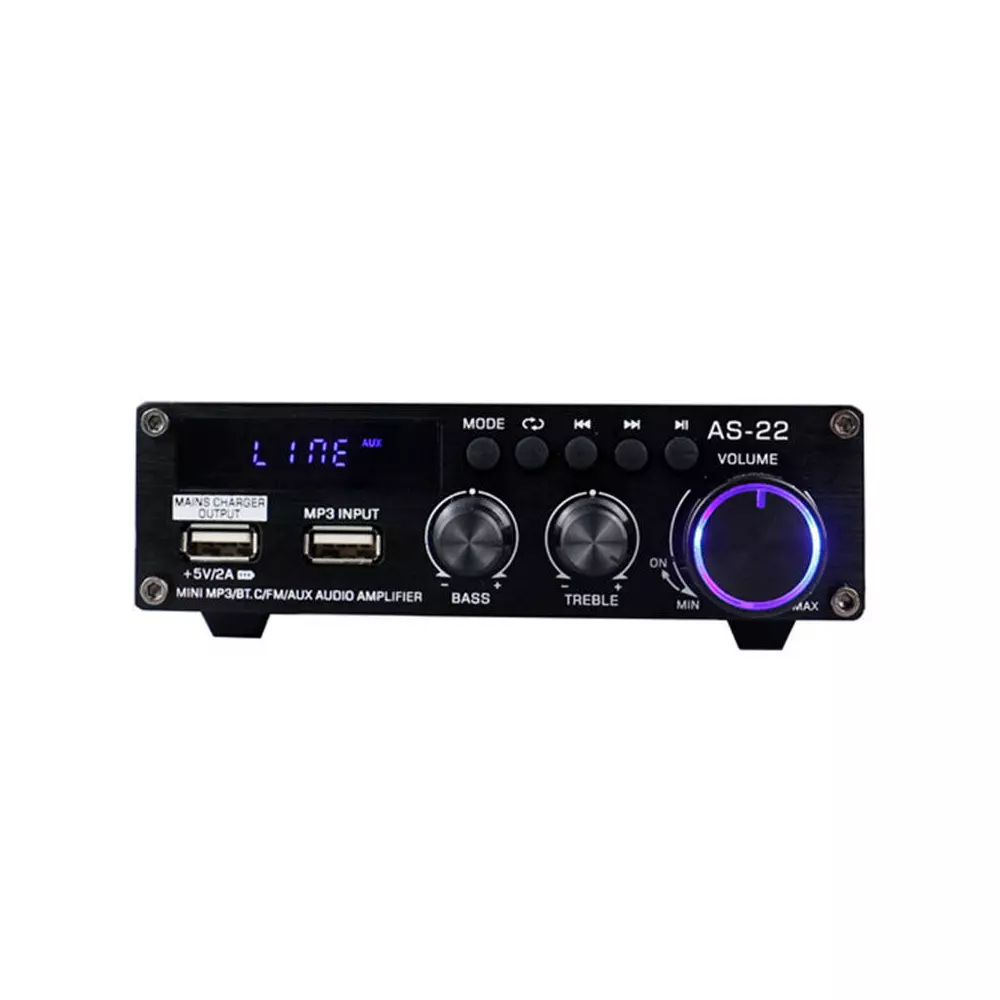 Blitzwolf AS-22 audio amplifier, 45W, Bluetooth 5.0, USB + remote control (black)