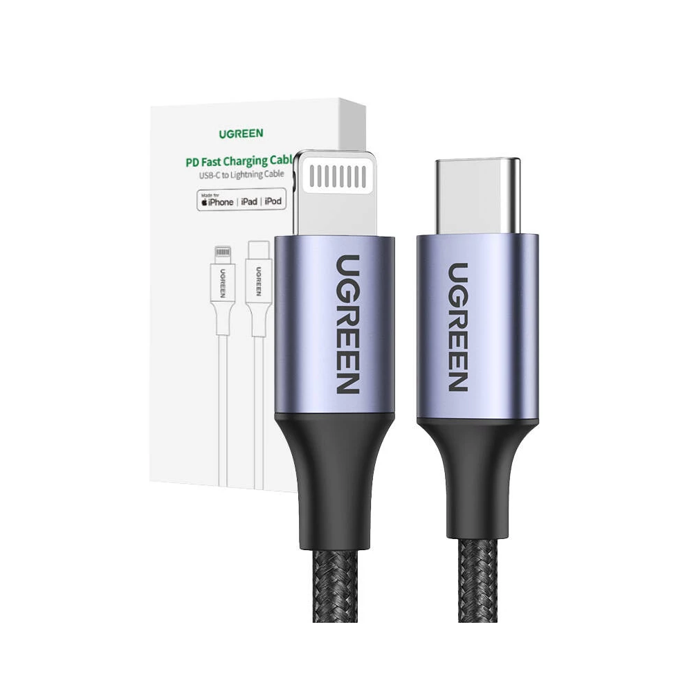 UGREEN PD 3A US304 Lightning USB-C kábel, 1.5m (black)