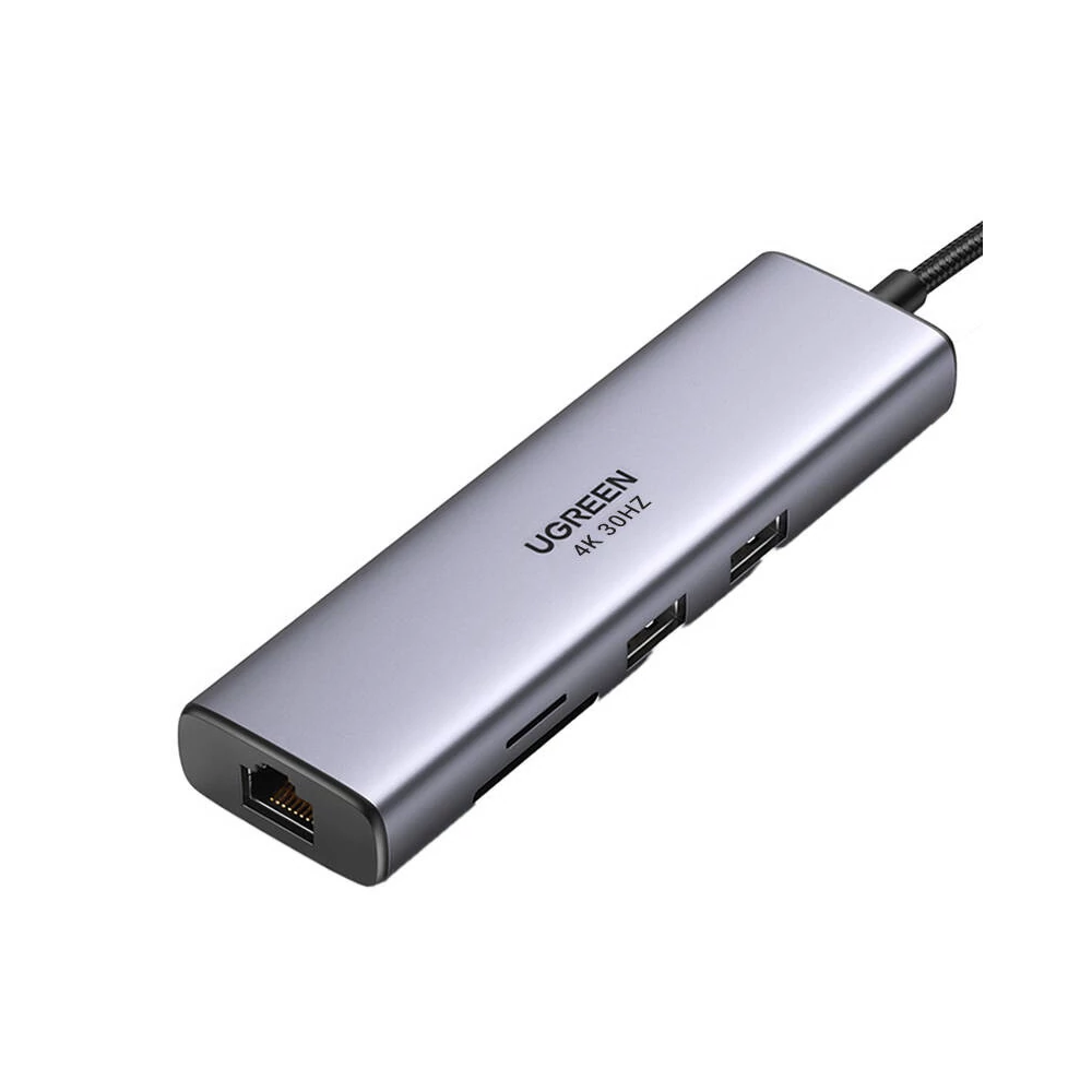 UGREEN Adapter Hub, USB-C 2x, USB 3.0, HDMI, RJ45, SD/TF