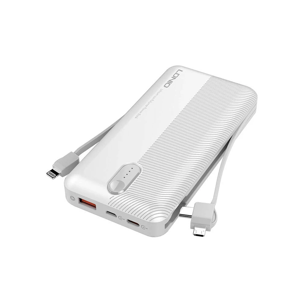 Powerbank LDNIO PL1013, 10000mAh + 3in1 cable (white)