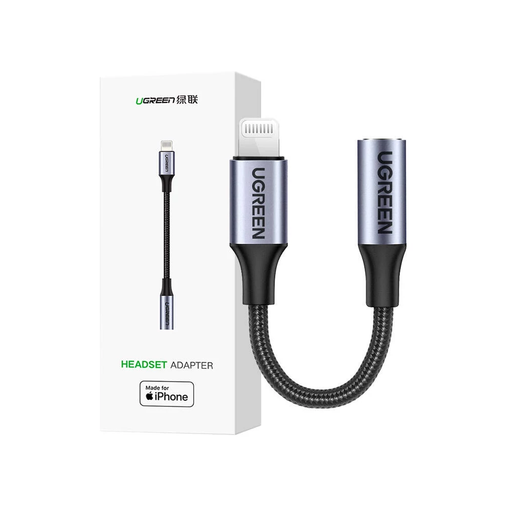 Adapter audio Ugreen US211 Lightning do Mini Jack 3.5mm 0.1m (czarny)