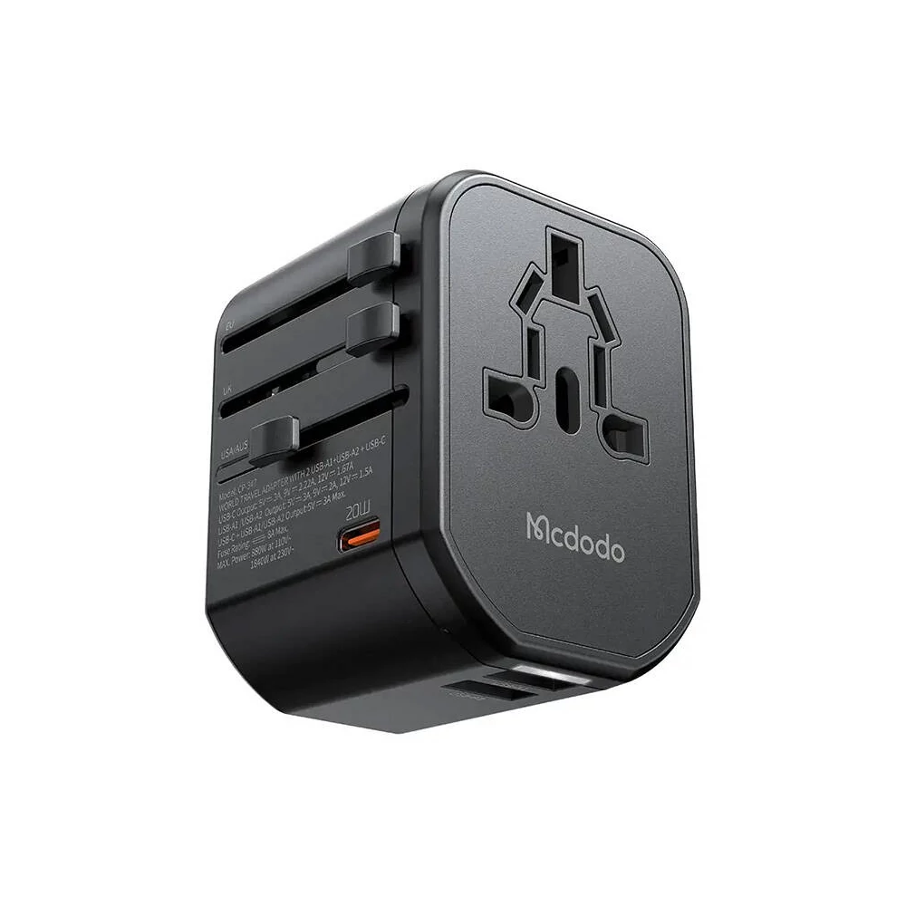 Univerzális hálózati töltő EU/USA/AU/UK Mcdodo CP-3471, PD 20W (fekete)