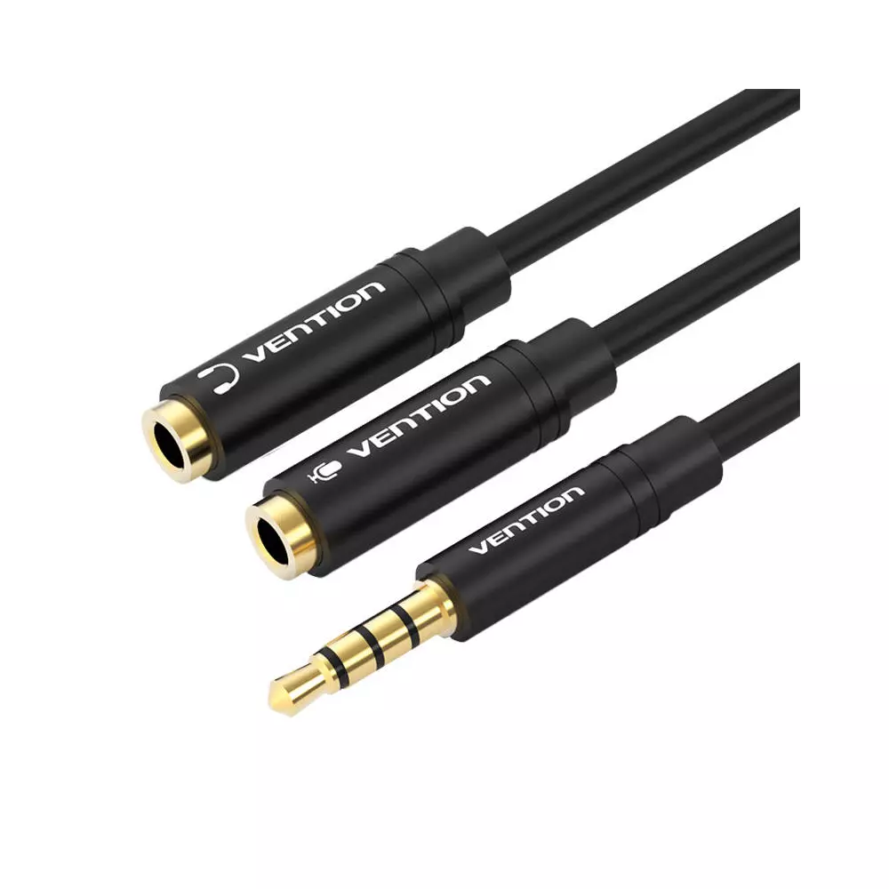 Cable Audio 3.5mm Male to 2x 3.5mm Female Vention BBVBY 0.3m (black)