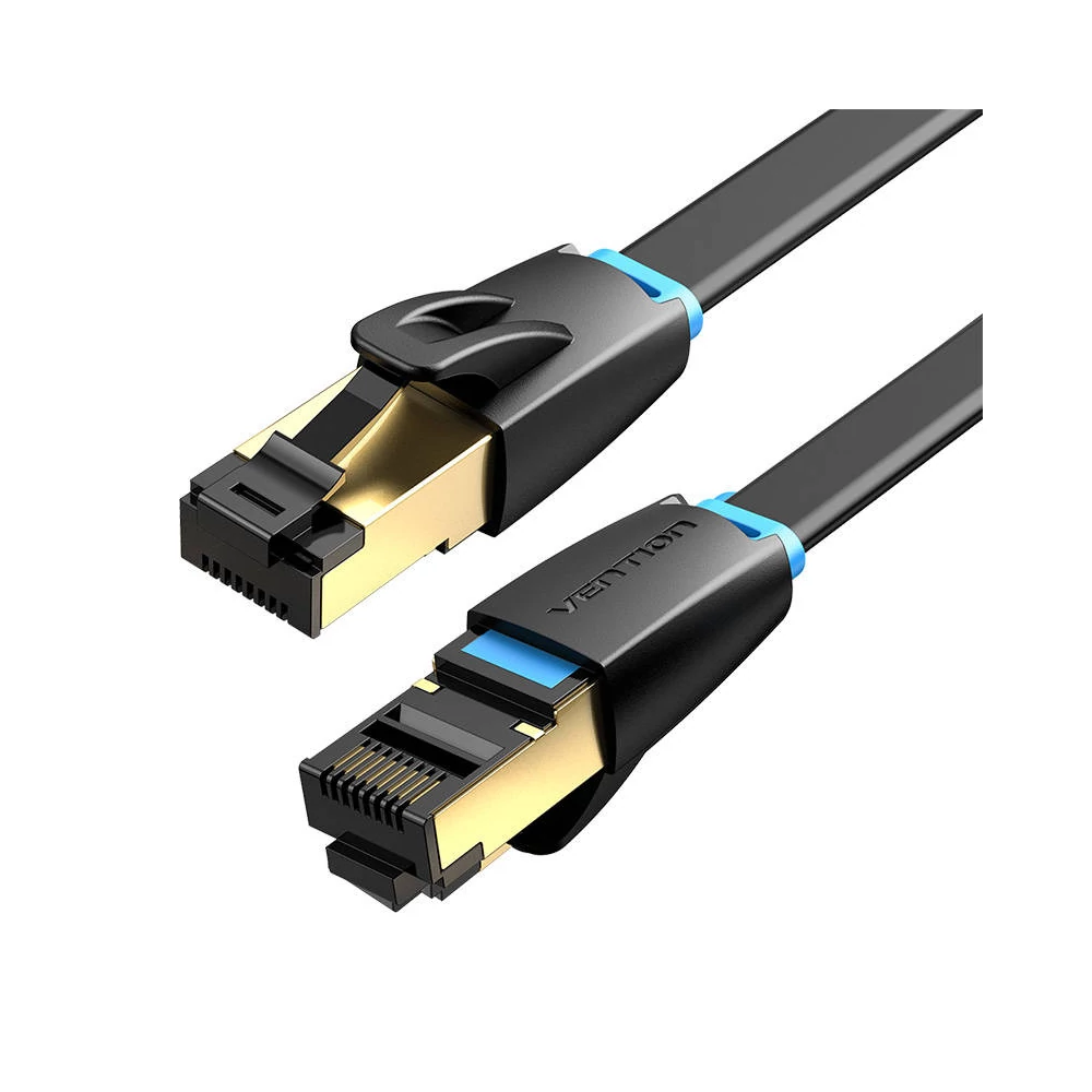 Flat Network Cable CAT8 U/FTP Vention IKCBG RJ45 Ethernet 40Gpbs 1m (Black)