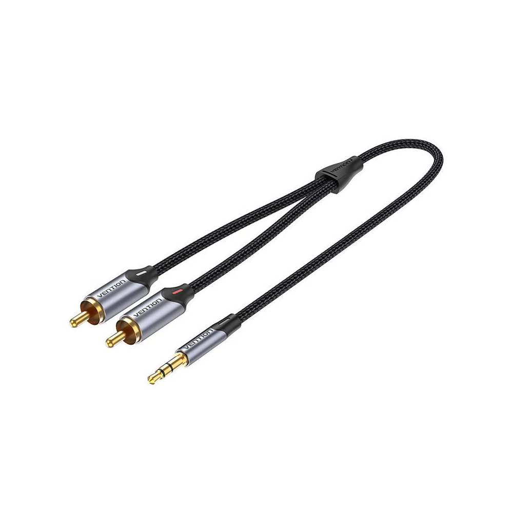 Kábel 2xRCA (Cinch) jack 3.5mm Vention BCNBD 0.5m (szary)