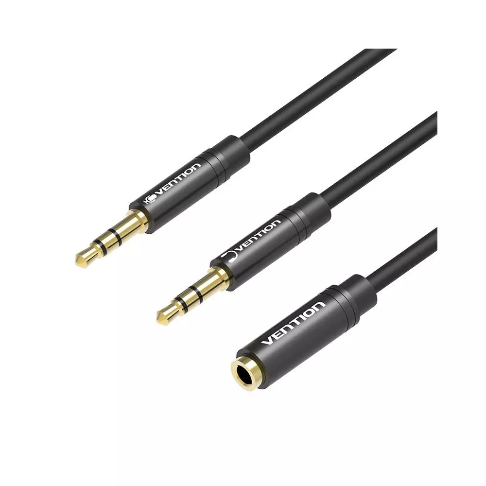 Cable Audio 2x 3.5mm Male to 3.5mm Female Vention BBOBY 0.3m (black)