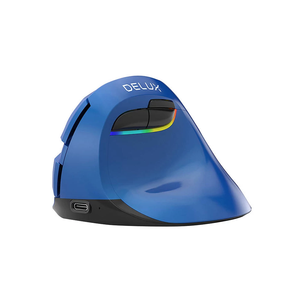 Vezeték nélküli függőleges egér Delux M618Mini BT/2.4G 4000DPI RGB (kék)