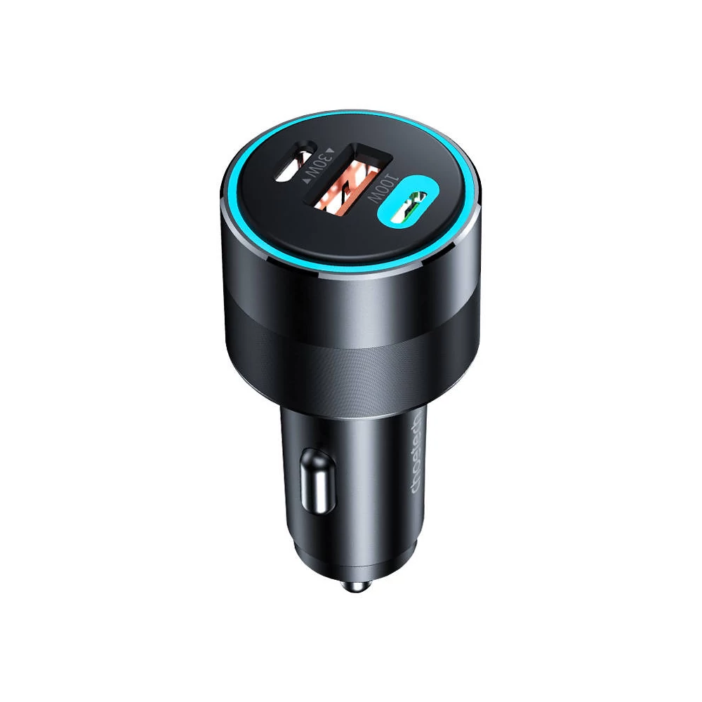 Choetech TC0011 130W 2x USB C 1x USB A autós töltő (fekete)