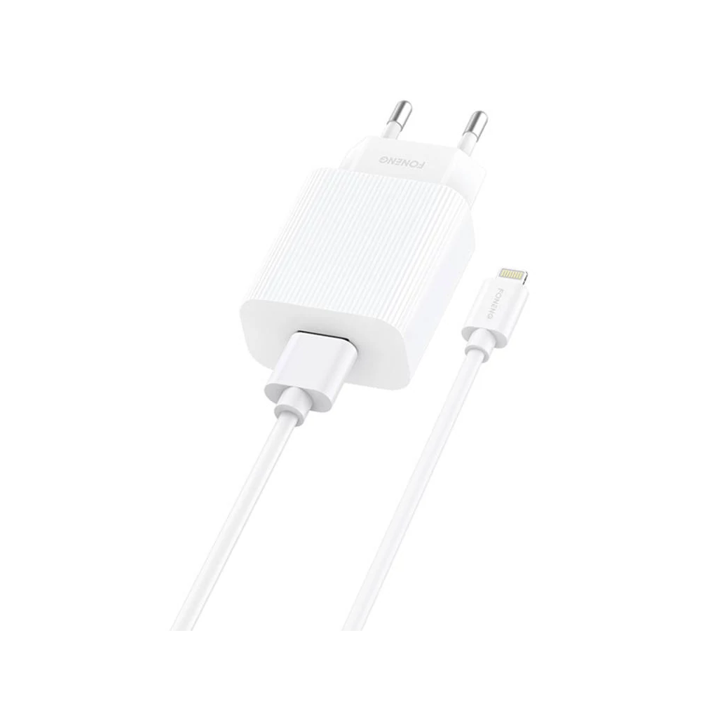 Foneng EU28 hálózati töltő, 2,4A + USB-A-Lightning kábel
