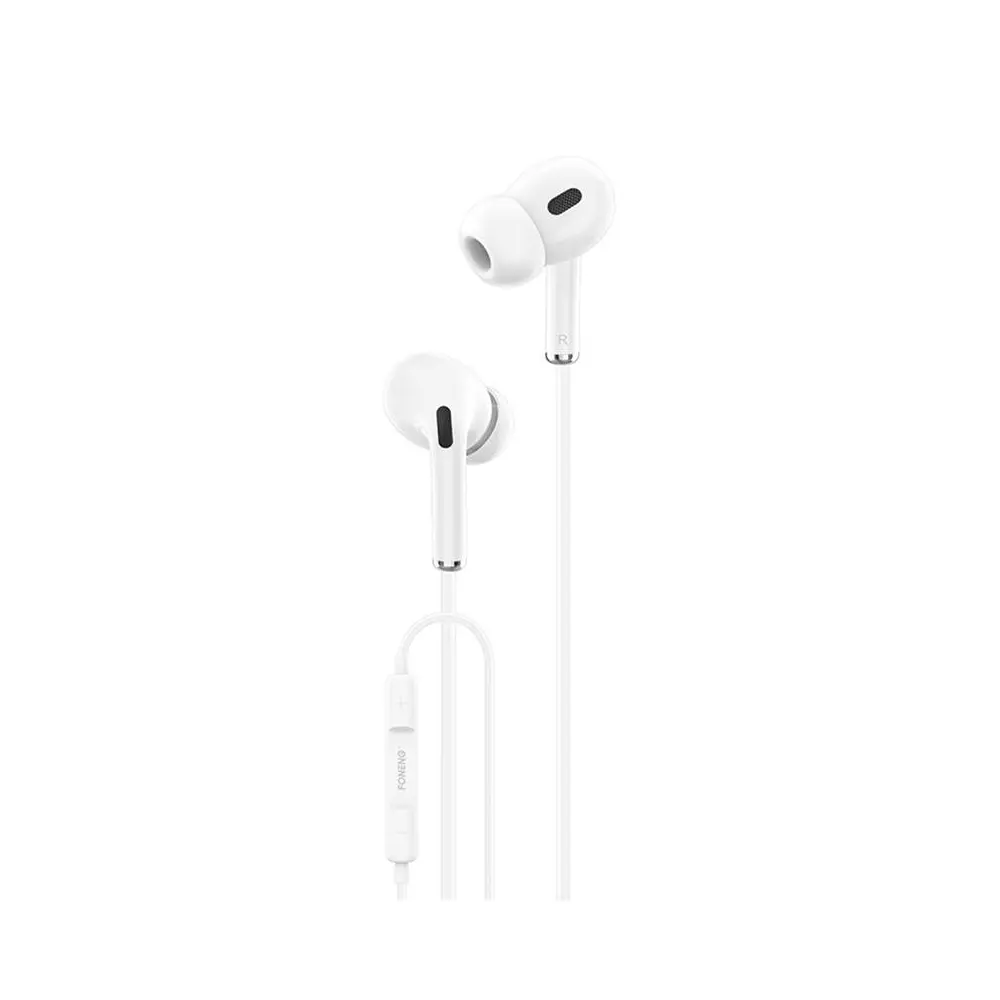 In-ear headphones, wired Foneng T33, mini jack 3.5mm, microphone (white)