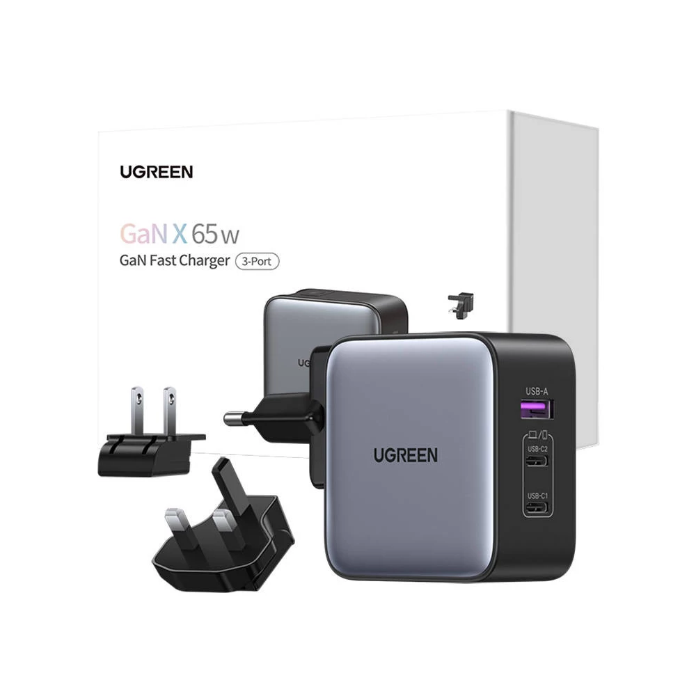 Ugreen Nexode hálozati töltő, 2x USB-C + USB, 65W