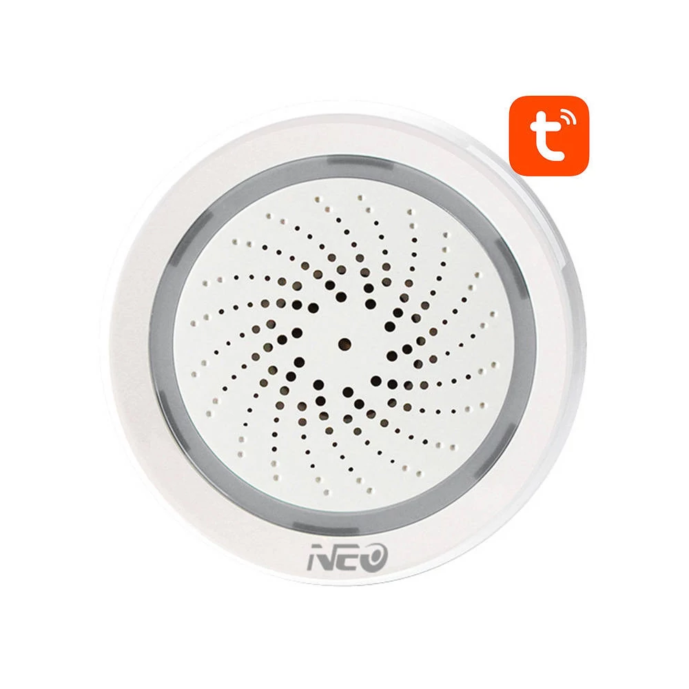 Smart Alarm Siren NEO NAS-AB02WT with Humidity Temperature Sensor, WiFi TUYA