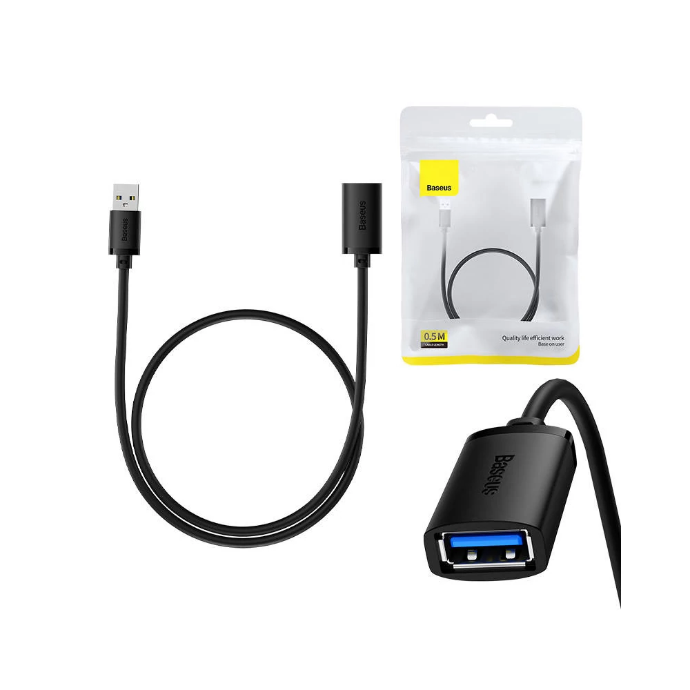 Baseus AirJoy Series USB 3.0 hosszabbítókábel, 0,5m (fekete)